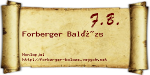 Forberger Balázs névjegykártya